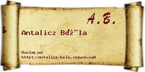 Antalicz Béla névjegykártya